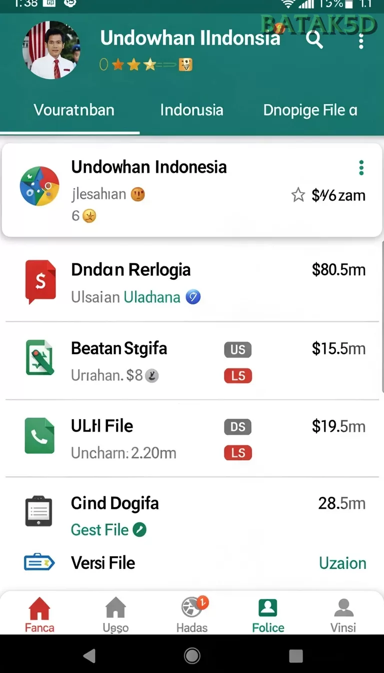 Cuplikan layar 8II — menu navigasi